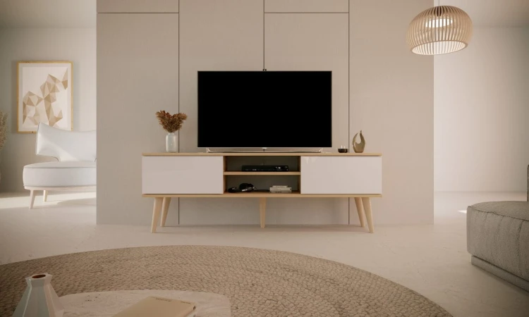 Szafka RTV Toronto 160 cm | Dąb artisan + biały
