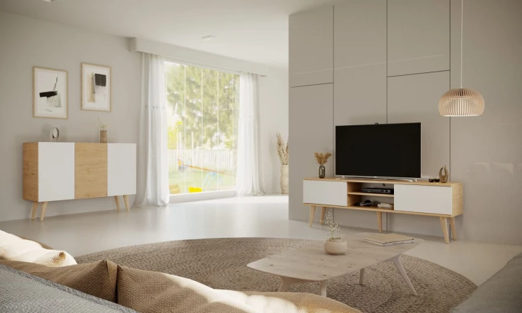 Szafka RTV Toronto 160 cm | Dąb artisan + biały