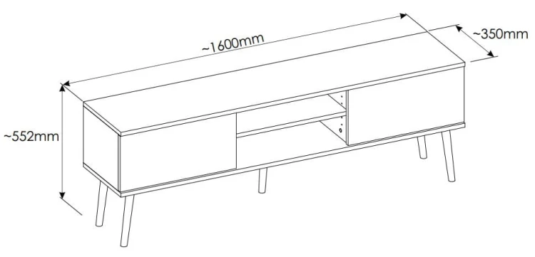 Szafka RTV Toronto 160 cm | Dąb artisan + czarny