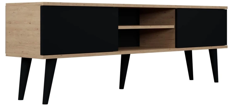 Szafka RTV Toronto 160 cm | Dąb artisan + czarny