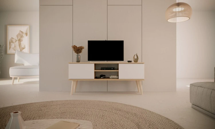 Szafka RTV Toronto 120 cm | Dąb artisan + biały