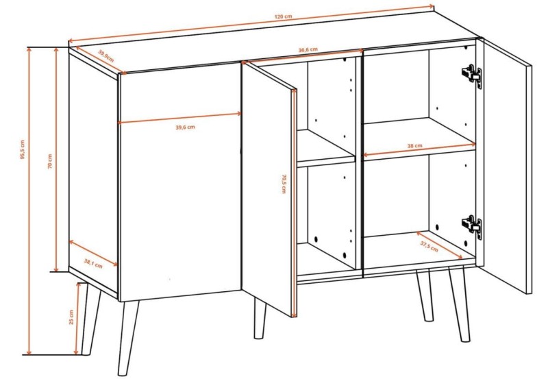 Komoda Toronto 120 cm | Dąb artisan + biały