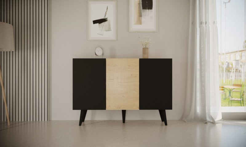Komoda Toronto 120 cm | Dąb artisan + czarny