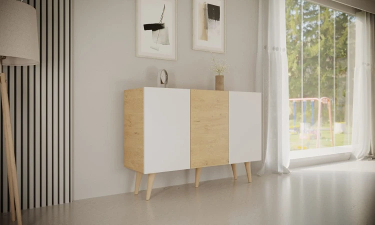 Komoda Toronto 120 cm | Dąb artisan + biały