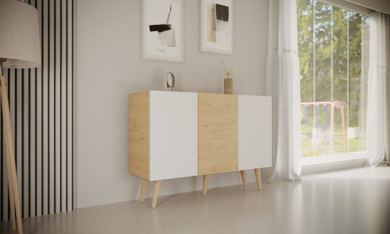 Komoda Toronto 120 cm | Dąb artisan + biały
