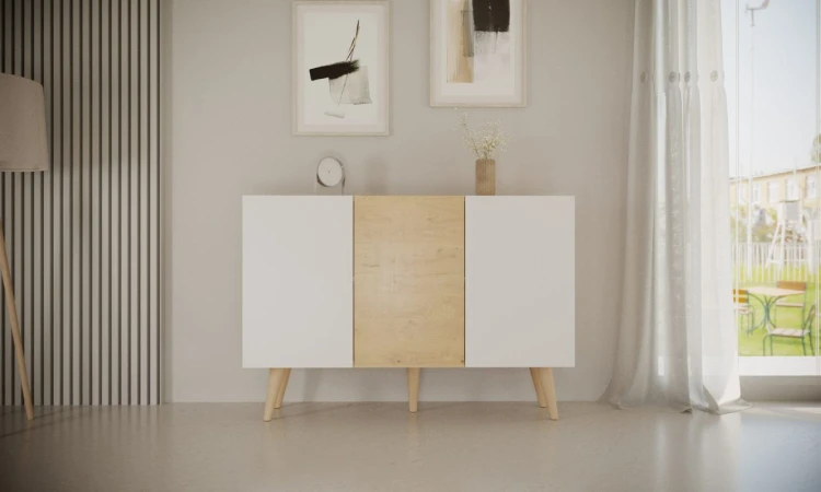 Komoda Toronto 120 cm | Dąb artisan + biały