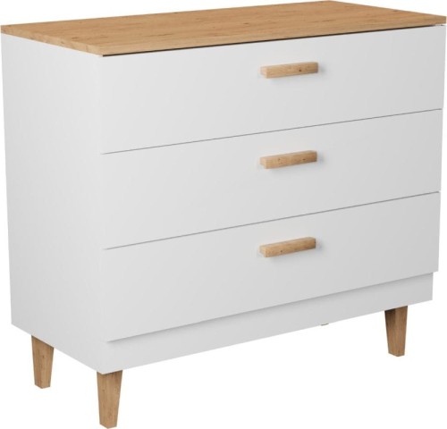 Komoda Denver 100 cm | Biały + hikora