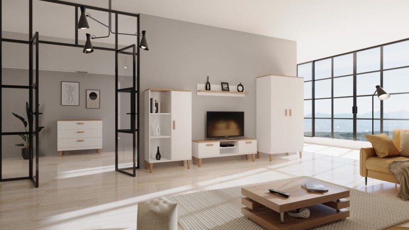 Komoda Denver 100cm | Biały + hikora