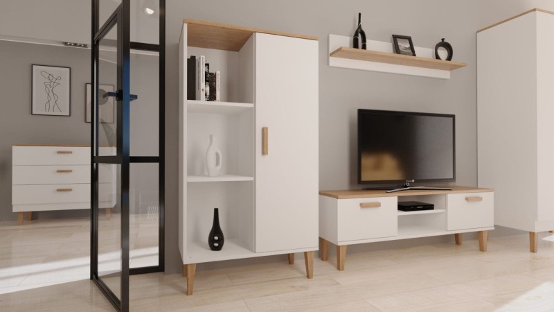 Komoda Denver 100cm | Biały + hikora