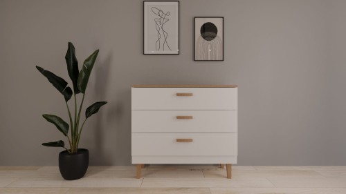 Komoda Denver 100cm | Biały + hikora
