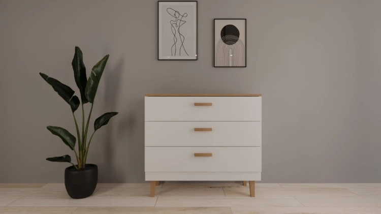 Komoda Denver 100cm | Biały + hikora