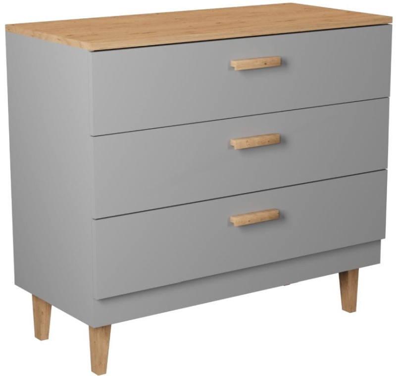 Komoda Denver 100 cm | Szary chinchilla + hikora