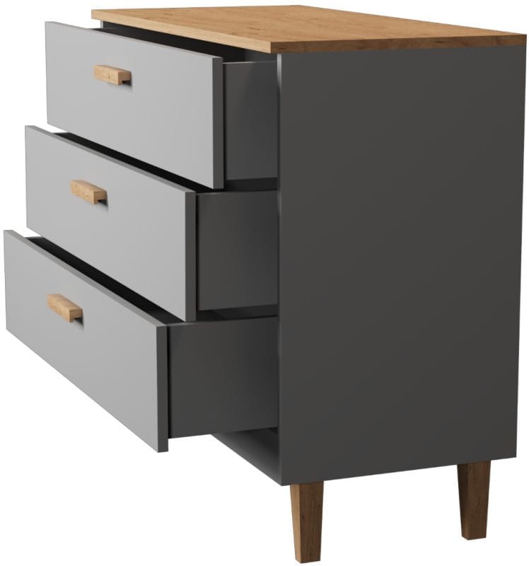 Komoda Denver 100 cm | Szary chinchilla + hikora