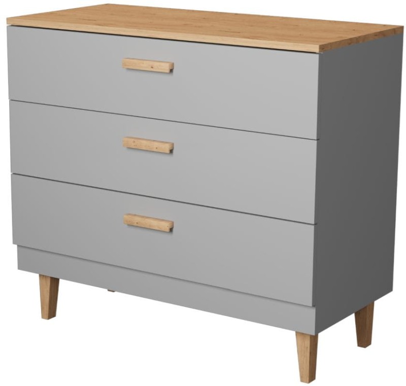 Komoda Denver 100 cm | Szary chinchilla + hikora