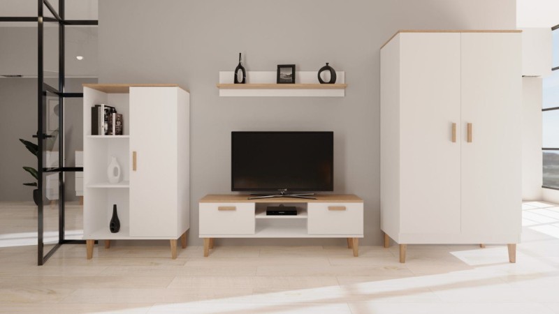 Szafa Denver 100 cm | Biały + hikora