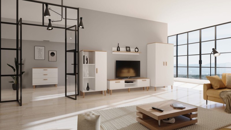 Szafa Denver 100 cm | Biały + hikora