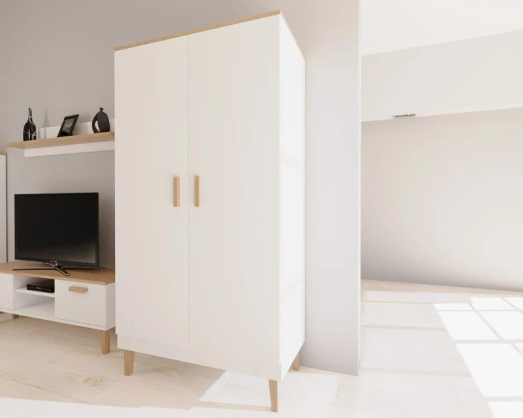 Szafa Denver 100 cm | Biały + hikora