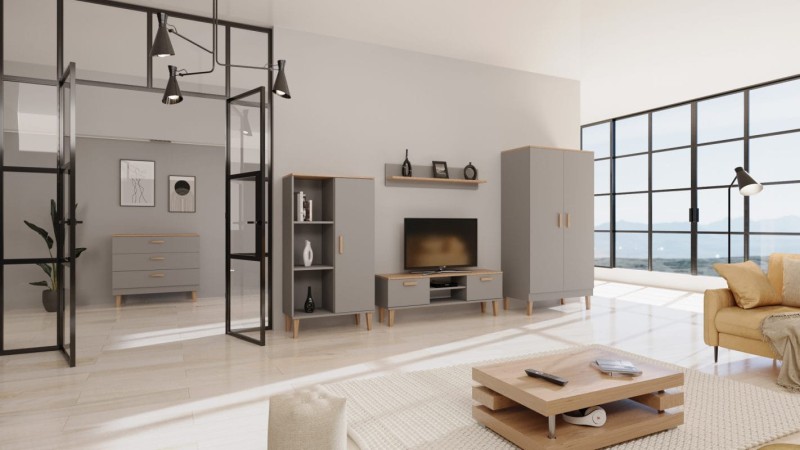 Szafa Denver 100 cm | Szary chinchilla + hikora