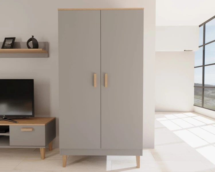 Szafa Denver 100 cm | Szary chinchilla + hikora