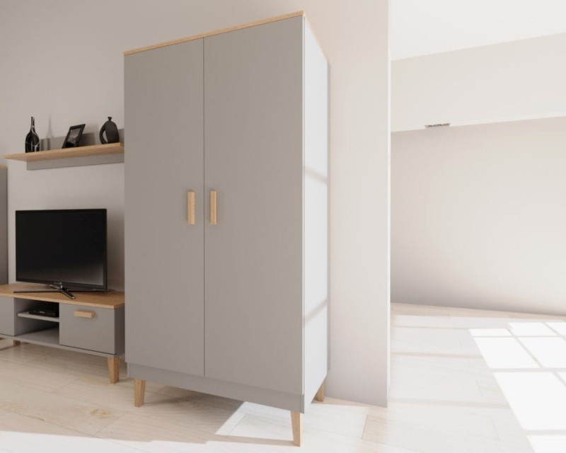 Szafa Denver 100 cm | Szary chinchilla + hikora