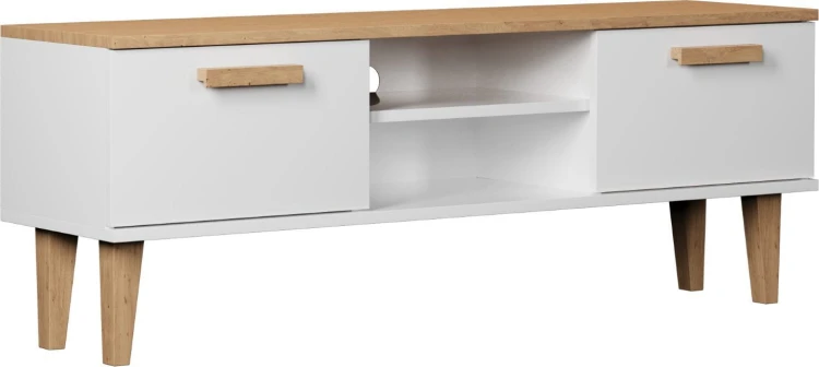 Szafka RTV Denver 120 cm | Biały + hikora