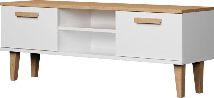 Szafka RTV Denver 120 cm | Biały + hikora