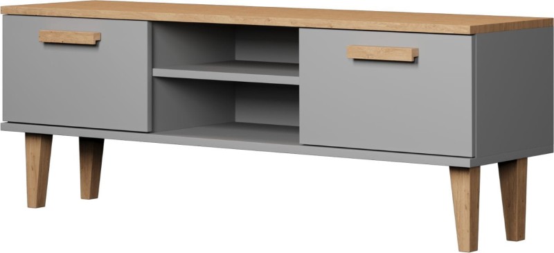 Szafka RTV Denver 120 cm | Szary chinchilla + hikora