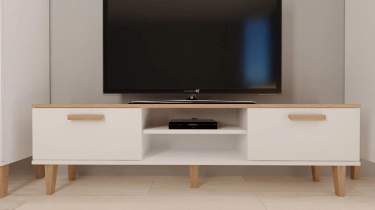 Szafka RTV Denver 160 cm | Biały + hikora