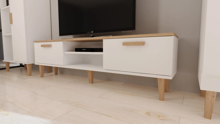 Szafka RTV Denver 160 cm | Biały + hikora