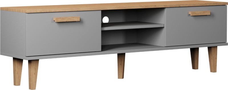 Szafka RTV Denver 160 cm | Szary chinchilla + hikora