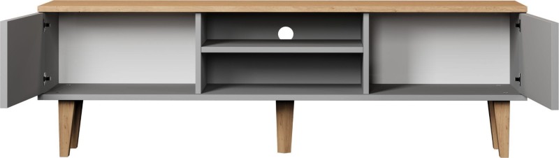 Szafka RTV Denver 160 cm | Szary chinchilla + hikora