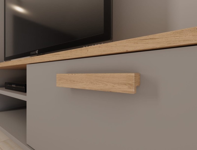 Szafka RTV Denver 120 cm | Szary chinchilla + hikora