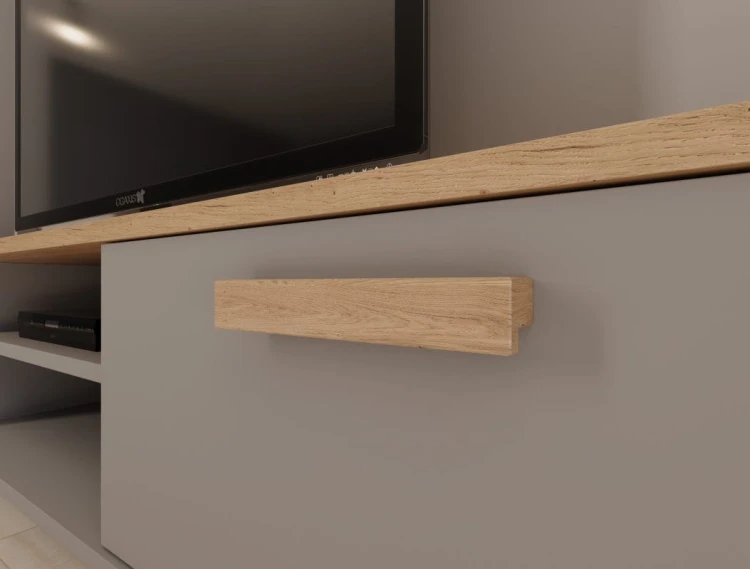 Szafka RTV Denver 120 cm | Szary chinchilla + hikora