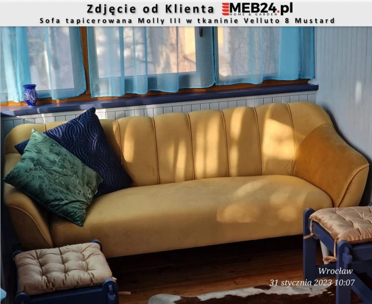 Sofa tapicerowana Molly III w stylu skandynawskim - zdjęcie od klienta
