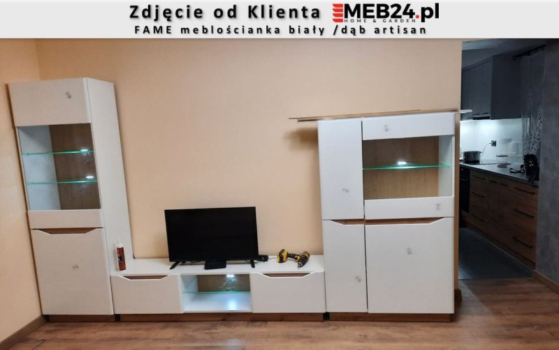 FAME meblościanka biały mat/dąb artisan - zdjęcie od klienta