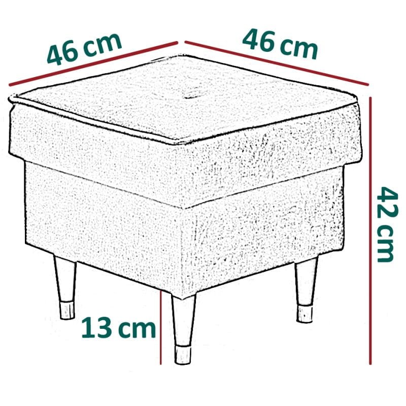Podnóżek tapicerowany Lily w stylu skandynawskim - wymiary