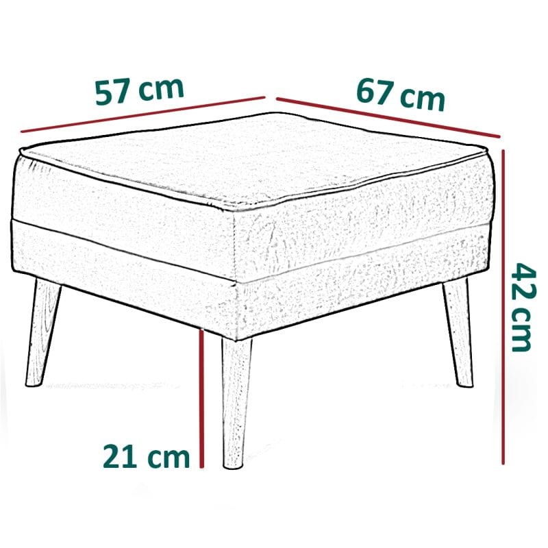 Podnóżek tapicerowany Cindy Plus w stylu skandynawskim - wymiary