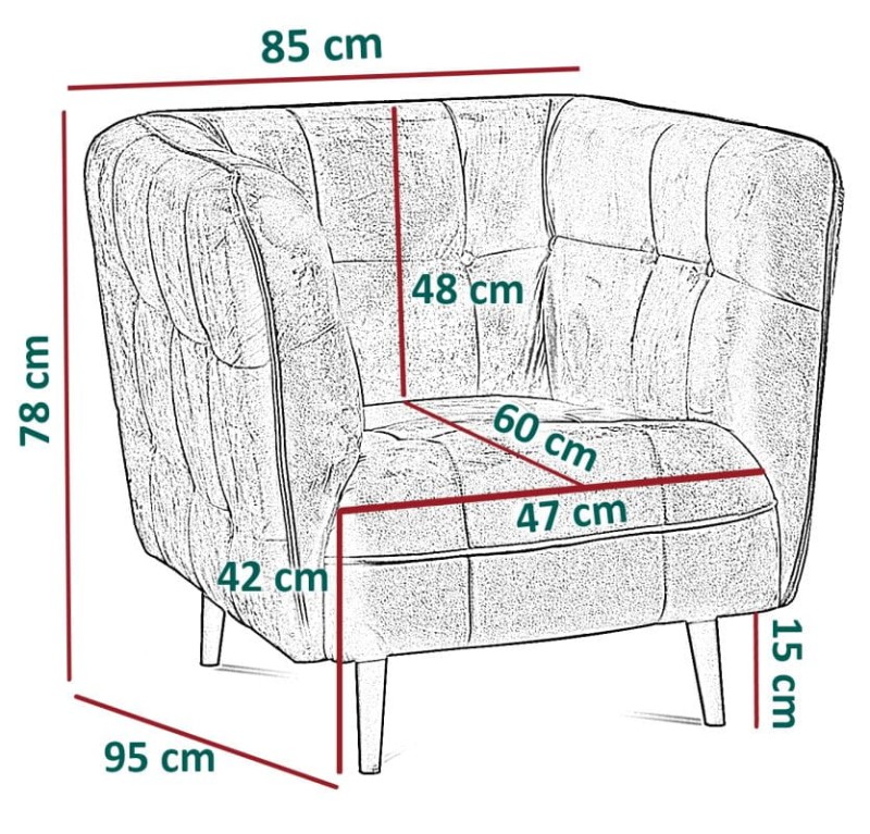 Zestaw wypoczynkowy tapicerowany Ruby w stylu skandynawskim