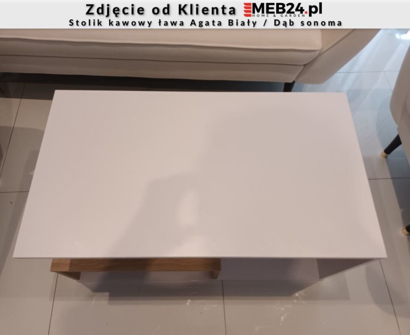Stolik kawowy ława Agata Biały / Dąb sonoma - zdjęcie od klienta