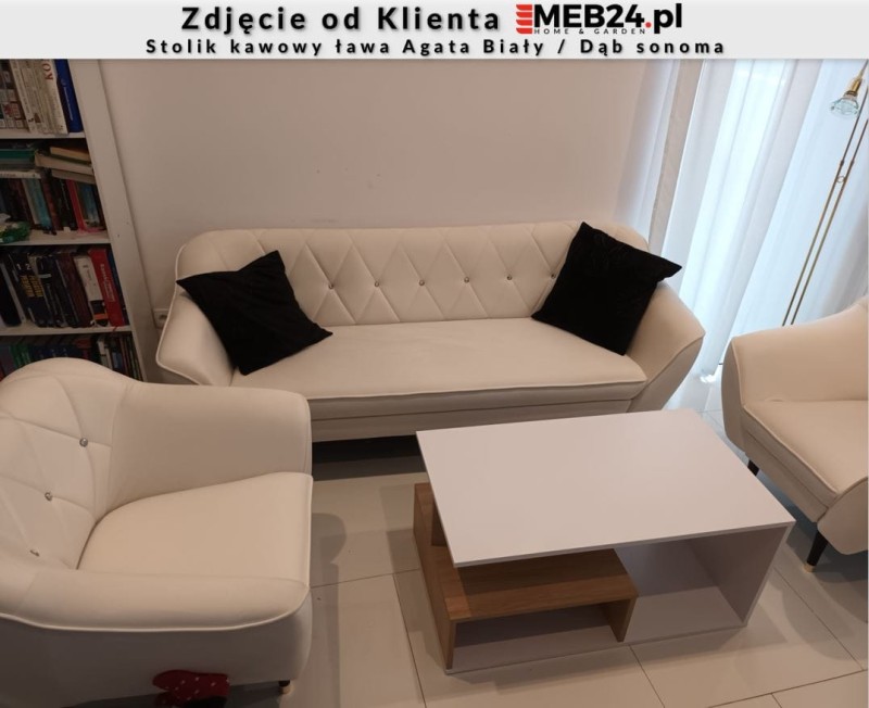 Stolik kawowy ława Agata Biały / Dąb sonoma - zdjęcie od klienta