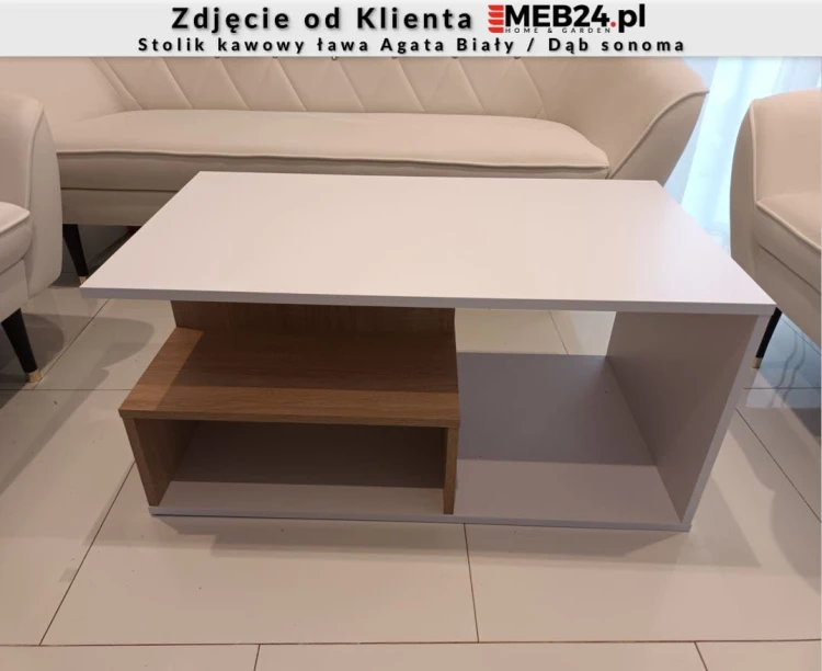 Stolik kawowy ława Agata Biały / Dąb sonoma - zdjęcie od klienta