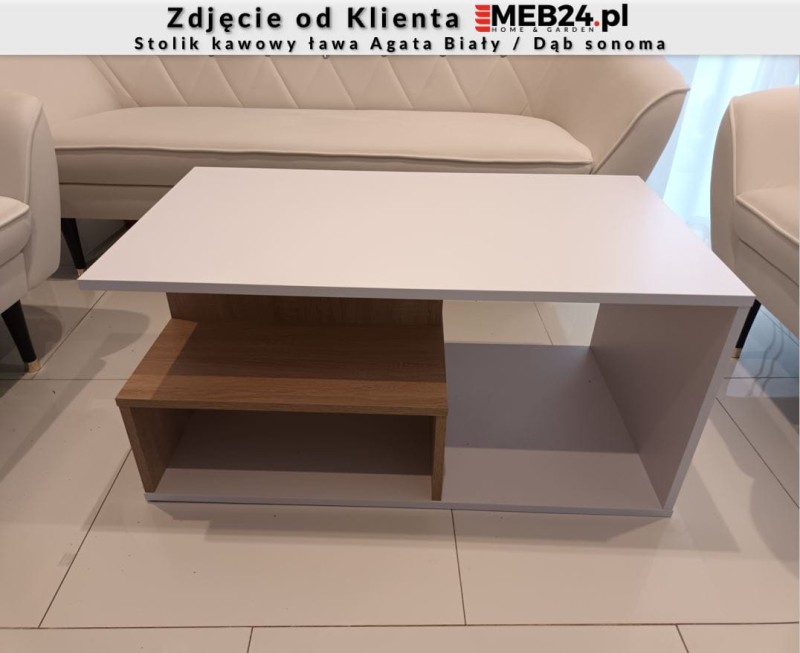 Stolik kawowy ława Agata Biały / Dąb sonoma - zdjęcie od klienta