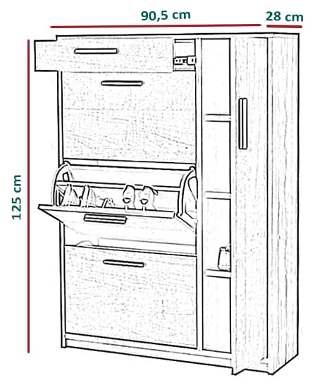 Szafka na buty Madang do przedpokoju  - wymiary