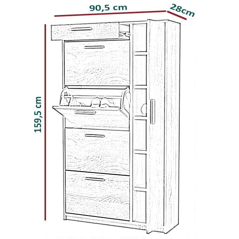 Szafka na buty Marilia do przedpokoju - wymiary