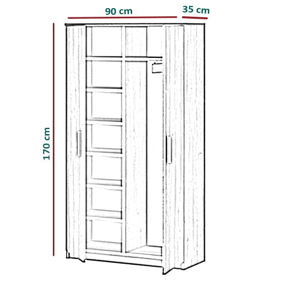Szafa na buty Mesa do przedpokoju - wymiary