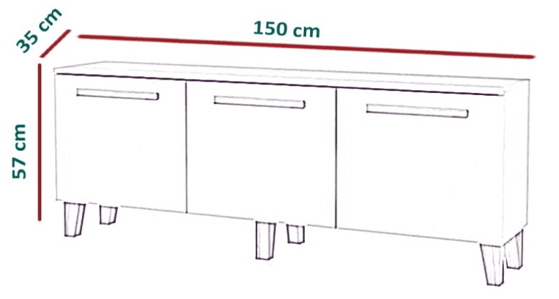 Szafka na buty Indio 150cm z funkcją siedziska - wymiary