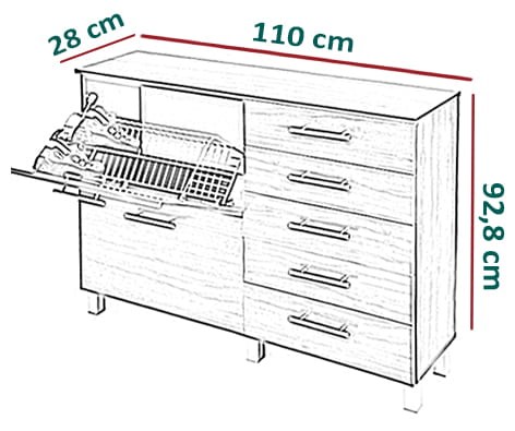 Szafka-komoda na buty Odessa - wymiary