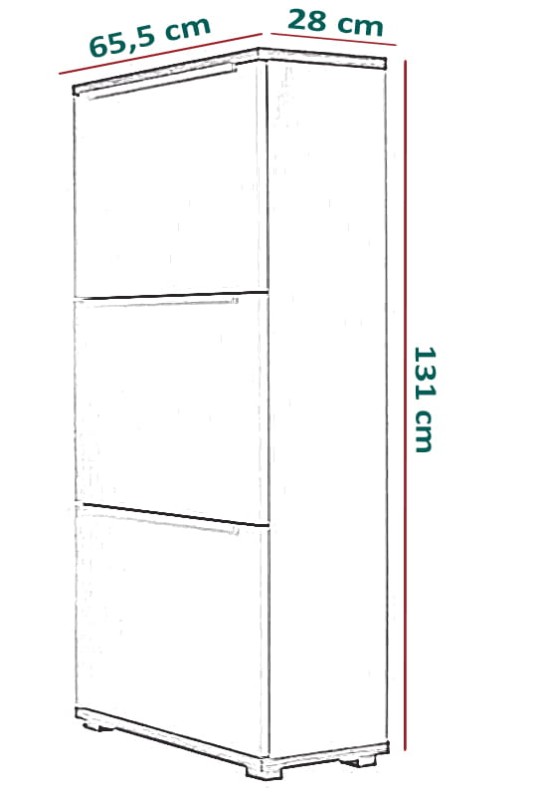 Szafka na buty Bueno biały połysk/dąb naturalny - wymiary