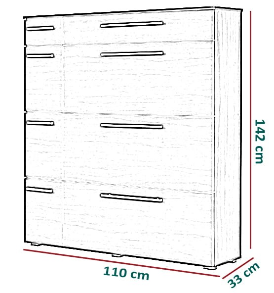 Komoda na obuwie Chios z półkami - wymiary