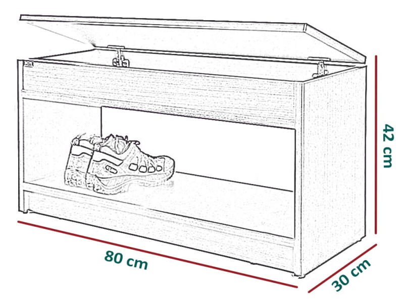 Szafka na buty Cebu z siedziskiem do przedpokoju - wymiary